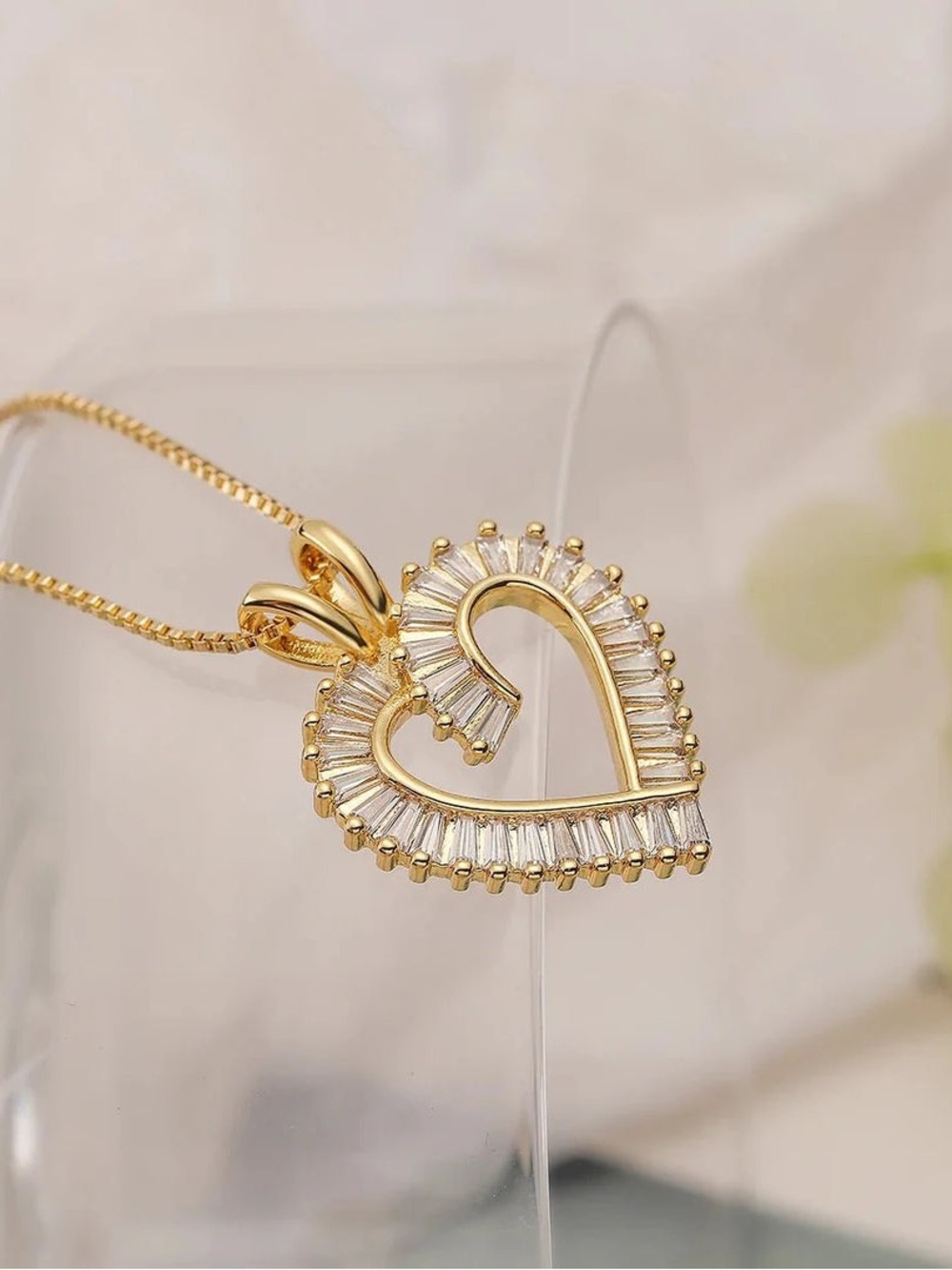 Heart Two Tone Silver Gold Heart Pendant Necklace